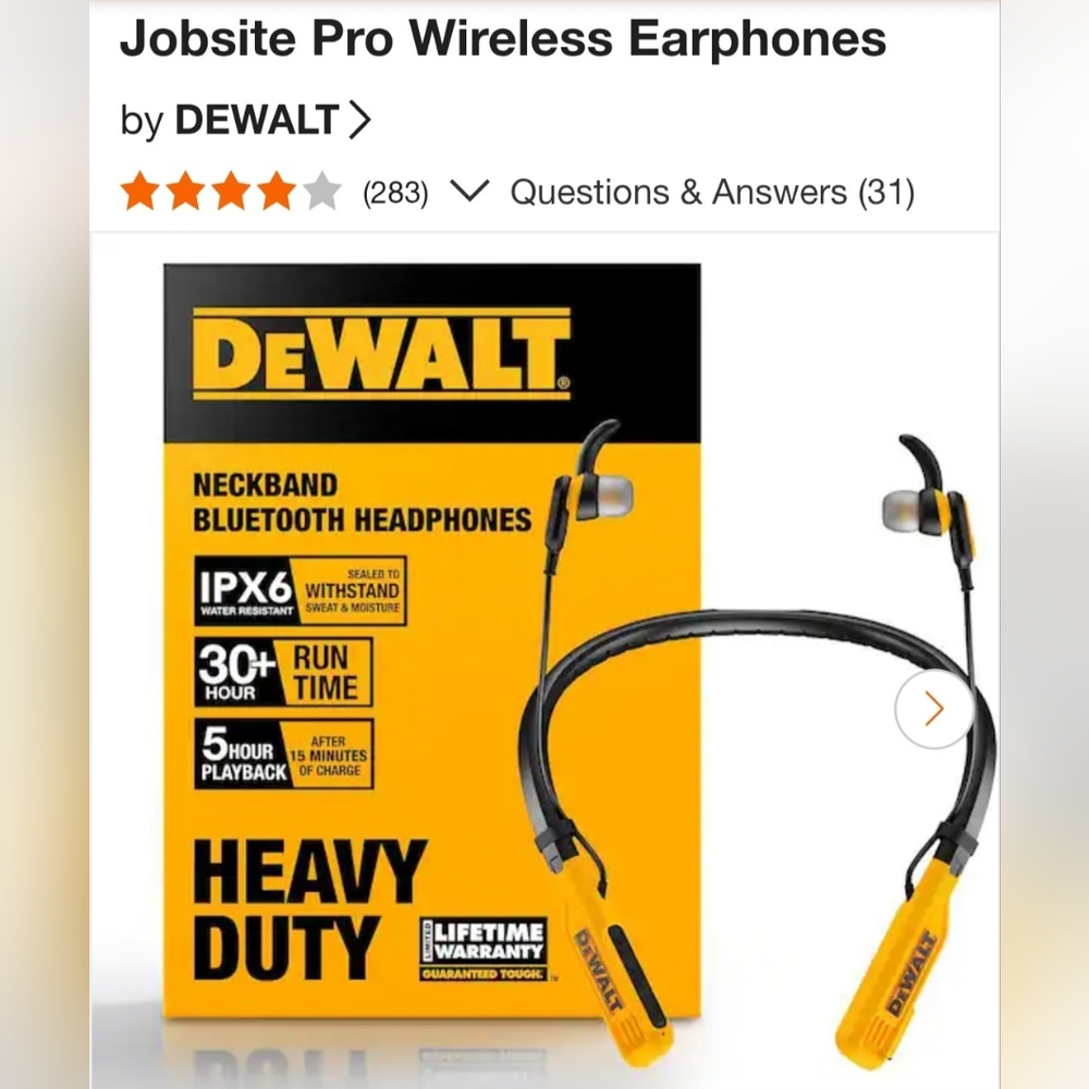 DeWALT Jobsite Pro Wireless Headphones